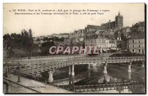 Cartes postales Le Mans Le Pont en X Tramways