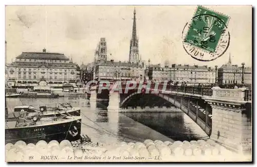 Cartes postales Rouen Le Pont Boieldieu et le Pont Saint Sever Bateau Artois