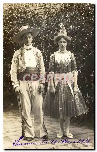 CARTE PHOTO Jeunes gens Deguises 1912 Versailles Sichard