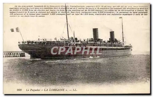 Cartes postales Le Paquebot La Lorraine