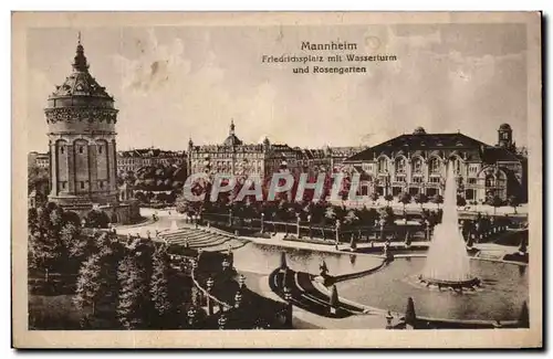 Cartes postales Mannheim Friedridisplaiz mit Wasserturm und Rosengarten