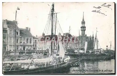 Ansichtskarte AK Ostende Les Bassins et le pilotage Bateaux