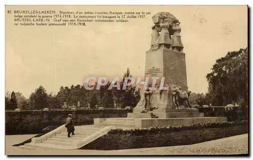 Cartes postales Bruxelles Laeken Sculpture u&#39un soldat inconnu francais tombe sur le sol Militaria