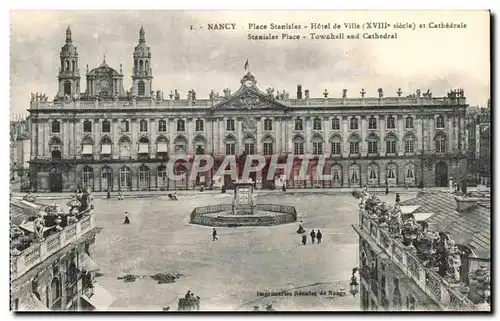 Cartes postales Nancy Place Stanislas Hotel De Ville Et Cathedrale