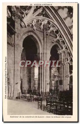 Cartes postales Autun Antique Interieur De La Cathedrale St Lazare Sous La tribune des orgues