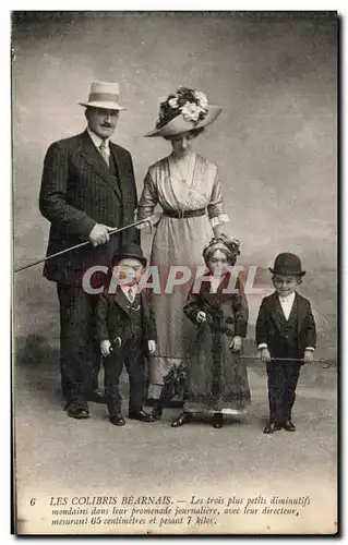 Cartes postales Les Colibris Bearnais Les Trois Plus Petits diminutifs Mondains Nains Cirque