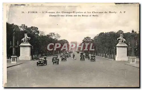 Ansichtskarte AK Paris L&#39Avenue des Champs Elyseees Et les Chevaux de Marly Champs Elysees Avenne And The Hors