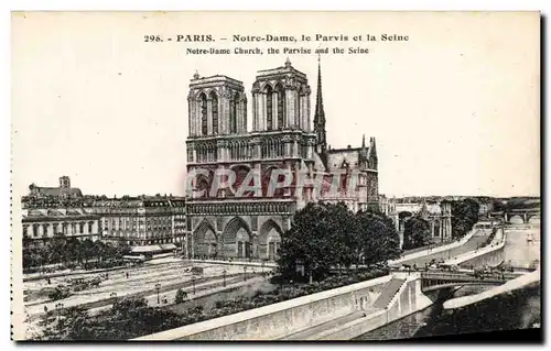 Cartes postales Paris Notre Dame Le Parvis et la Seine