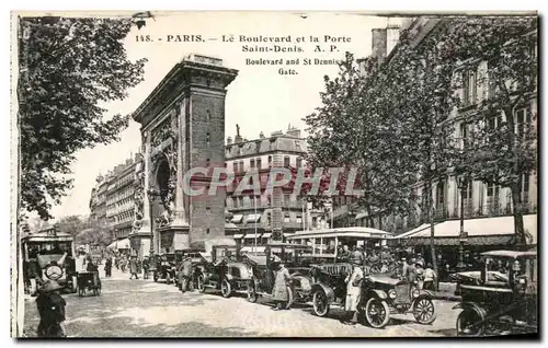 Ansichtskarte AK Paris Le Boulevard et la Porte Saint Denis Automobile Taxis