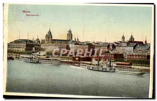 Cartes postales Mainz Rheinansicht Bateaux