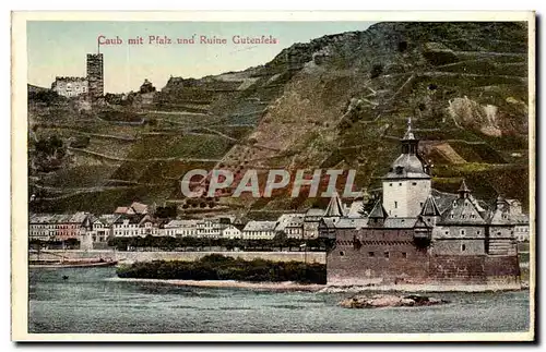 Cartes postales Caub Mit Pfalz und Ruine Gutenfels