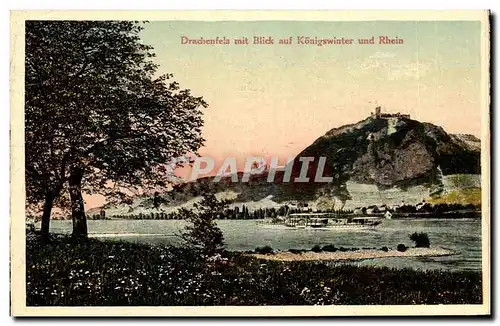 Cartes postales Drachenfels Mit Blick auf Kongswinter und Rhein