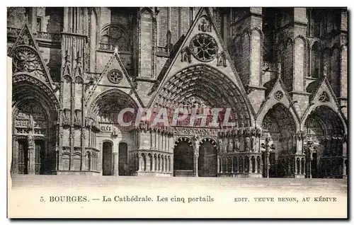 Cartes postales Bourges La Cathedrale Les Cinq Portails