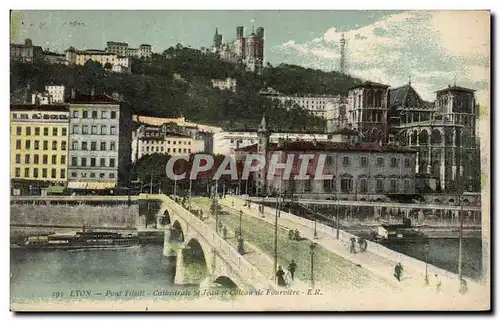 Ansichtskarte AK Lyon Pont Tilsitt Cathedrale St Jean et Coteau de Fourviere