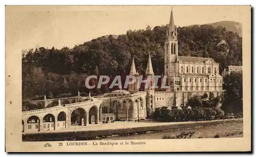 Ansichtskarte AK Lourdes La Basilique et Le Rosaire