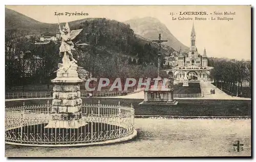 Ansichtskarte AK Lourdes Saint Michel La Calvaire Breton La Basilique