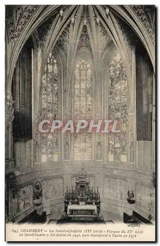 Ansichtskarte AK Chambery la Saint Chapelle Vitraux du Le Saint Suaire fut