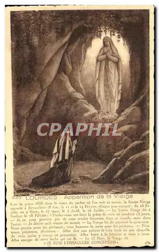 Cartes postales Lourdes Apparition de la Vierge