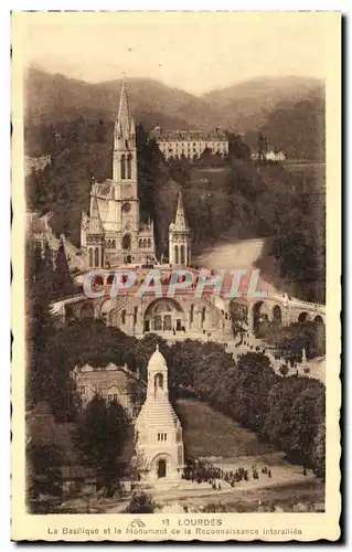 Ansichtskarte AK Lourdes Les Basilique et le Monument de la Reconnaissance Interallide