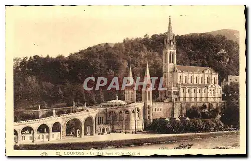 Ansichtskarte AK Lourdes La Basilique et le Rosaire