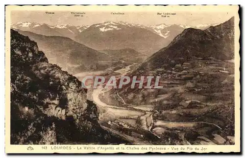 Ansichtskarte AK Lourdes La Vallee d&#39Argeles et la Chaine des Pyrenees Vue du Pic du Jer