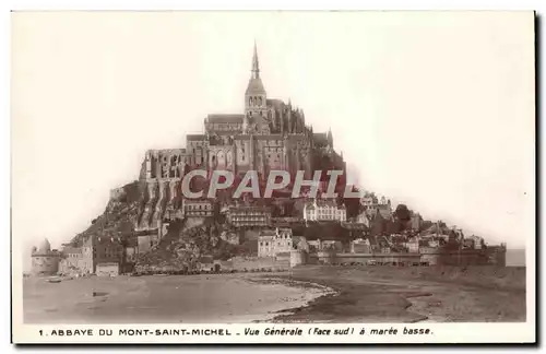 Ansichtskarte AK Abbaye Du Mont Saint Michel Vue Generale A Maree Basse