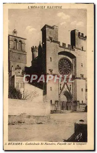 Ansichtskarte AK L&#39Herault Illustre Beziers Cathedrale St Nazaire Facade sur le rempart