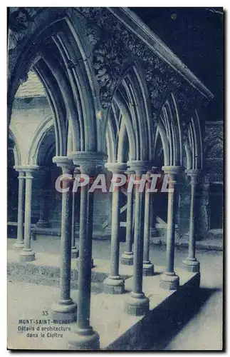 Cartes postales Mont Saint Michel Details d&#39architecture dans le cloitre