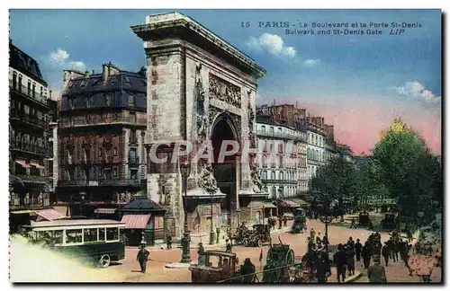 Cartes postales Paris Le Boulevard et la Porte St Denis Butwark and St Denis Gate