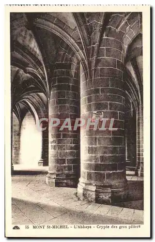 Cartes postales Mont St Michel L'Abbaye Crypte des gros pillers