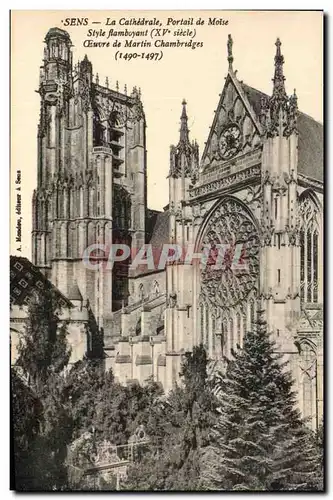 Ansichtskarte AK Sens La Cathedrale Portail de Moise Style Flamboant Ocuvere de Martin Chambridges