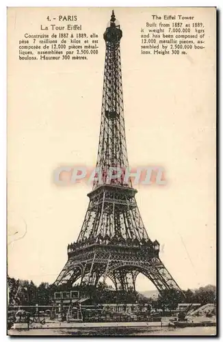 Cartes postales Paris La Tour Eiffer The Eiffer Tower