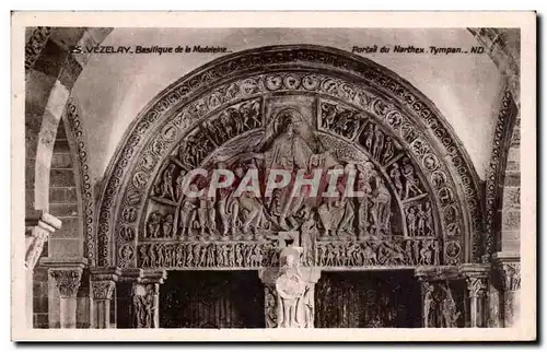 Cartes postales Vezelay Basilique de la portail du Narthex Tympan