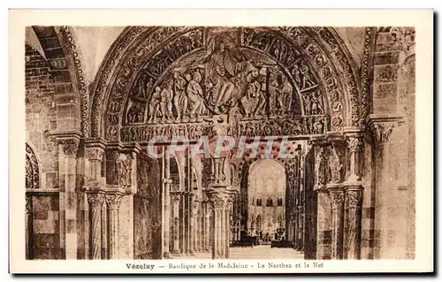 Cartes postales Vezelay Basltique de la madeleine Le Narthex et la Nef