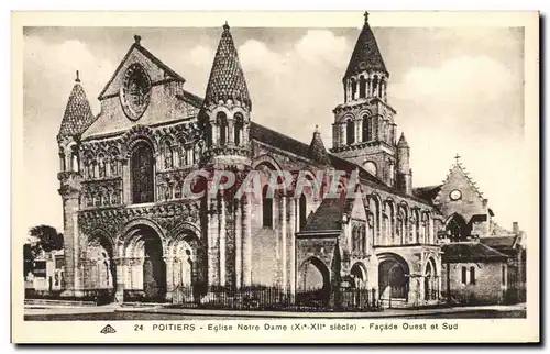 Cartes postales Poitiers Eglise Notre Dame Facade Ouest et Sud