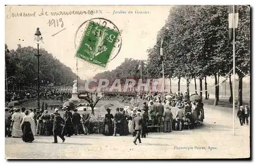 Cartes postales Agen Jardins Du Gravier Souvenir des manoeuvres 1913