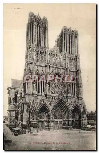 Cartes postales Reims Facade De la Cathedrale