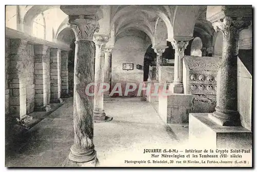 Cartes postales Jouarre Interieur de la Crypte Saint paul Mur merovingien et les tombeaux