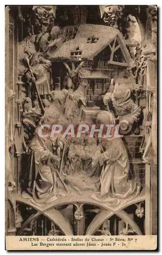 Cartes postales Amiens La Cathedrale Stalles du Choeur les bergers Viennent adorer Jesus