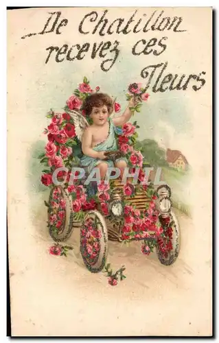 Ansichtskarte AK De Chatillon Recevez ces Fleurs Automobile Enfant