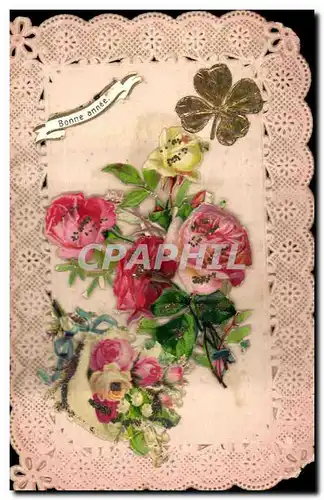 Cartes postales Fantaisie Fleurs Brodee