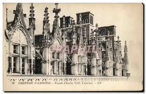 Cartes postales Chateau D&#39Amboise Facade Charles VIII Lucarnes