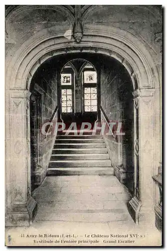 Cartes postales Chateau D&#39Azay Le Rideau Le Chateau National Vestibule de l&#39Entree principale Grand Escali