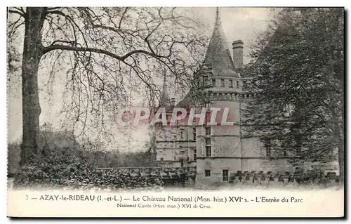 Cartes postales Azay le Rideau Le Chateau National L&#39Entree du Parc National Castle