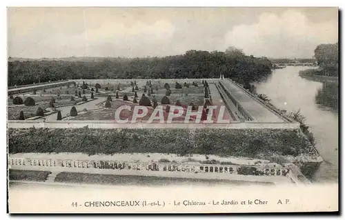 Ansichtskarte AK Chenonceaux La Chateau Le Jardin et le Cher