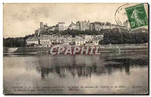 Cartes postales Chinon Vue Generale des Ruines des Chateaux du Coudray et du Milieu