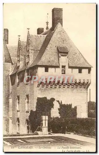 Cartes postales Langeais Le Chateau La Facade Interieur La partie droite