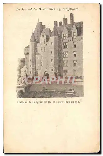 Cartes postales Le Journal des Demoiselles Rue Drouot Chateau de Langeais Bati en 992