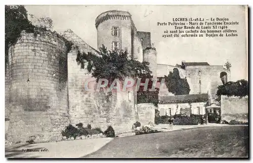 Ansichtskarte AK Loches Le Donjon Porte Poitevine Murs de L&#39Ancienne Enceinte Tour Ronde de Louis