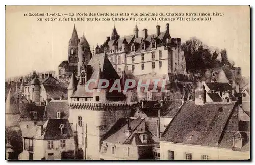 Cartes postales Loches La Porte Des Cordeliers Et La Vue Generale Du Chateau